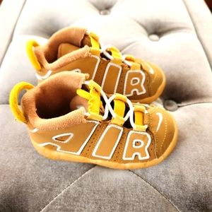 Slightly used Nike Air More Uptempo 'Wheat' kids size 7c